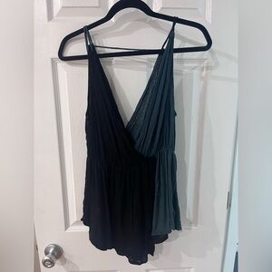 Free People black and Dark Green top